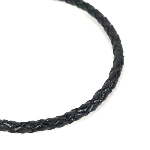 Musical Cleft Note Sterling Silver 925  Braided Leather Bracelet Pre-own… - Picture 3 of 3